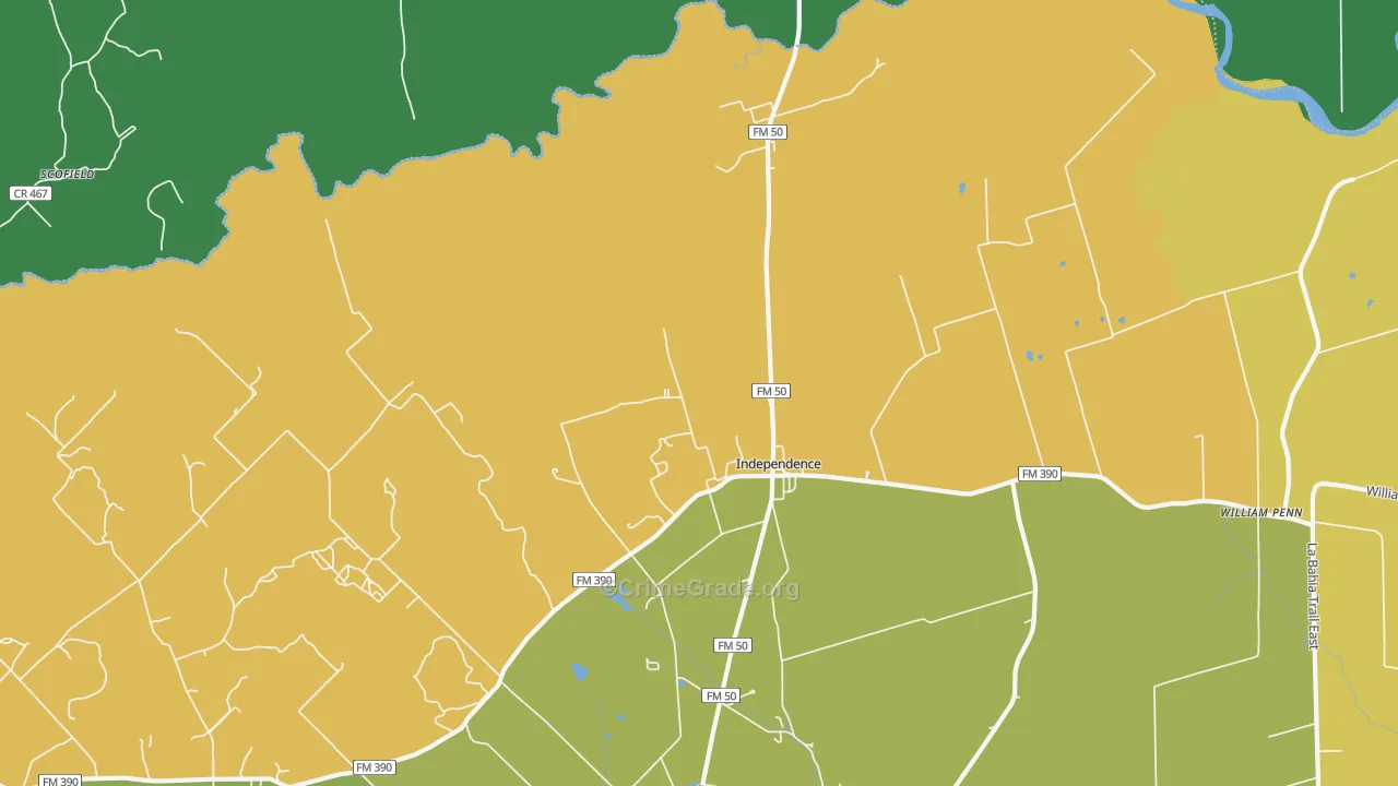 Independence, TX Map of Vandalism Rates