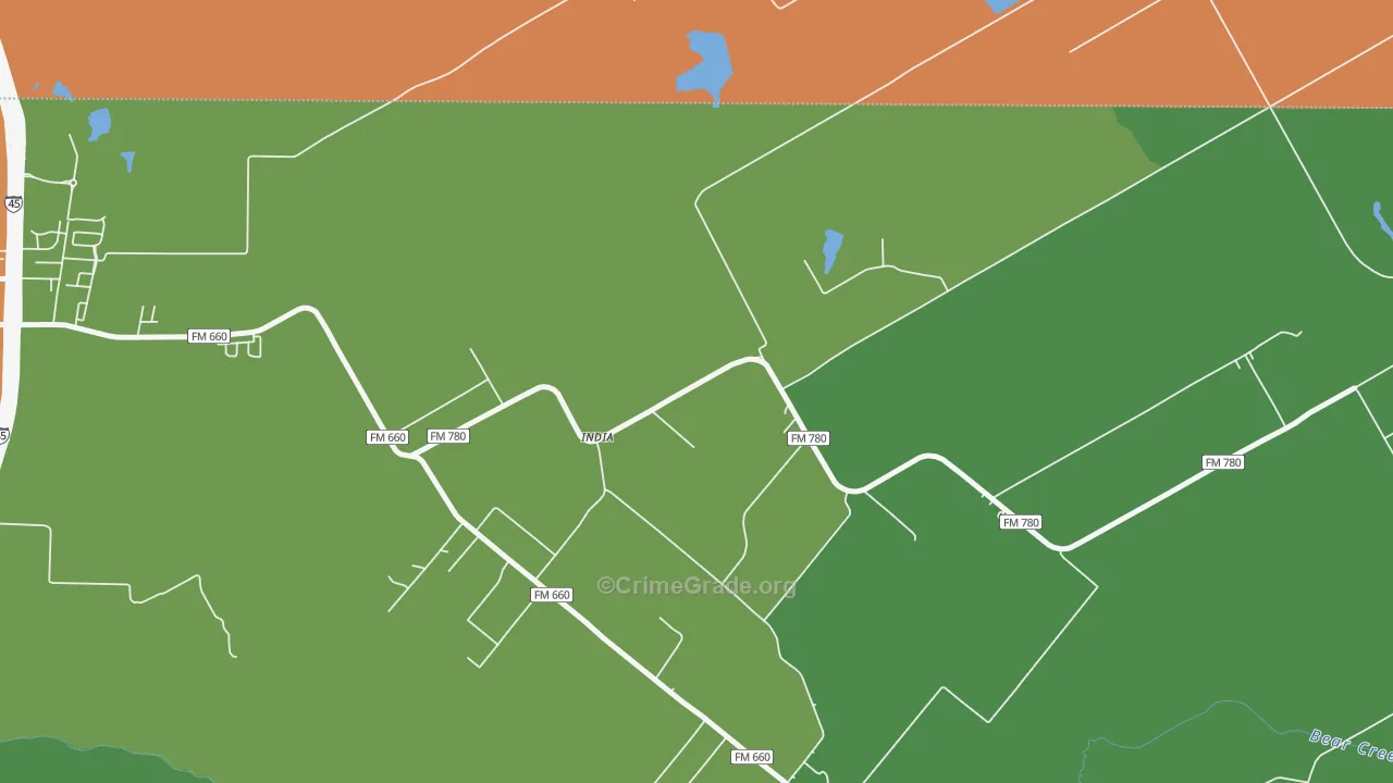 India, TX Map of Vandalism Rates