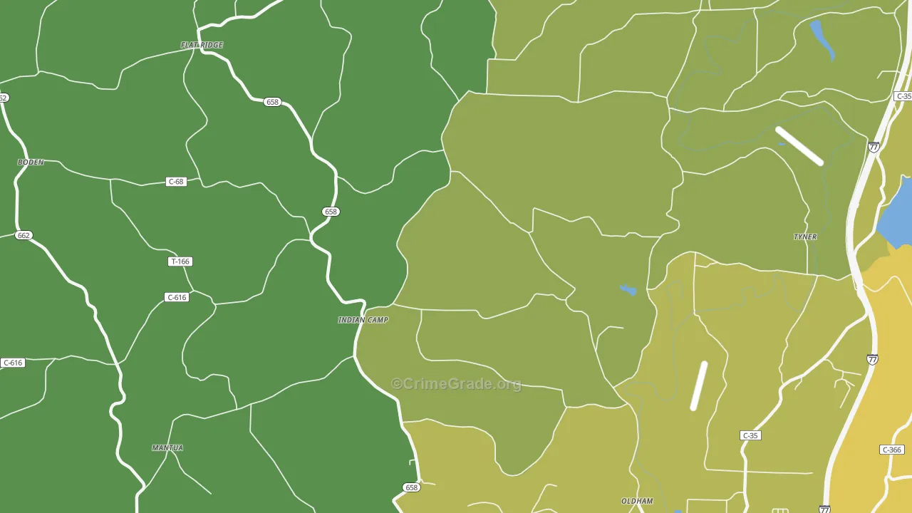 Indian Camp, OH Map of Vandalism Rates
