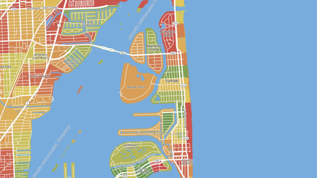 Indian Creek, FL Map of Vandalism Rates