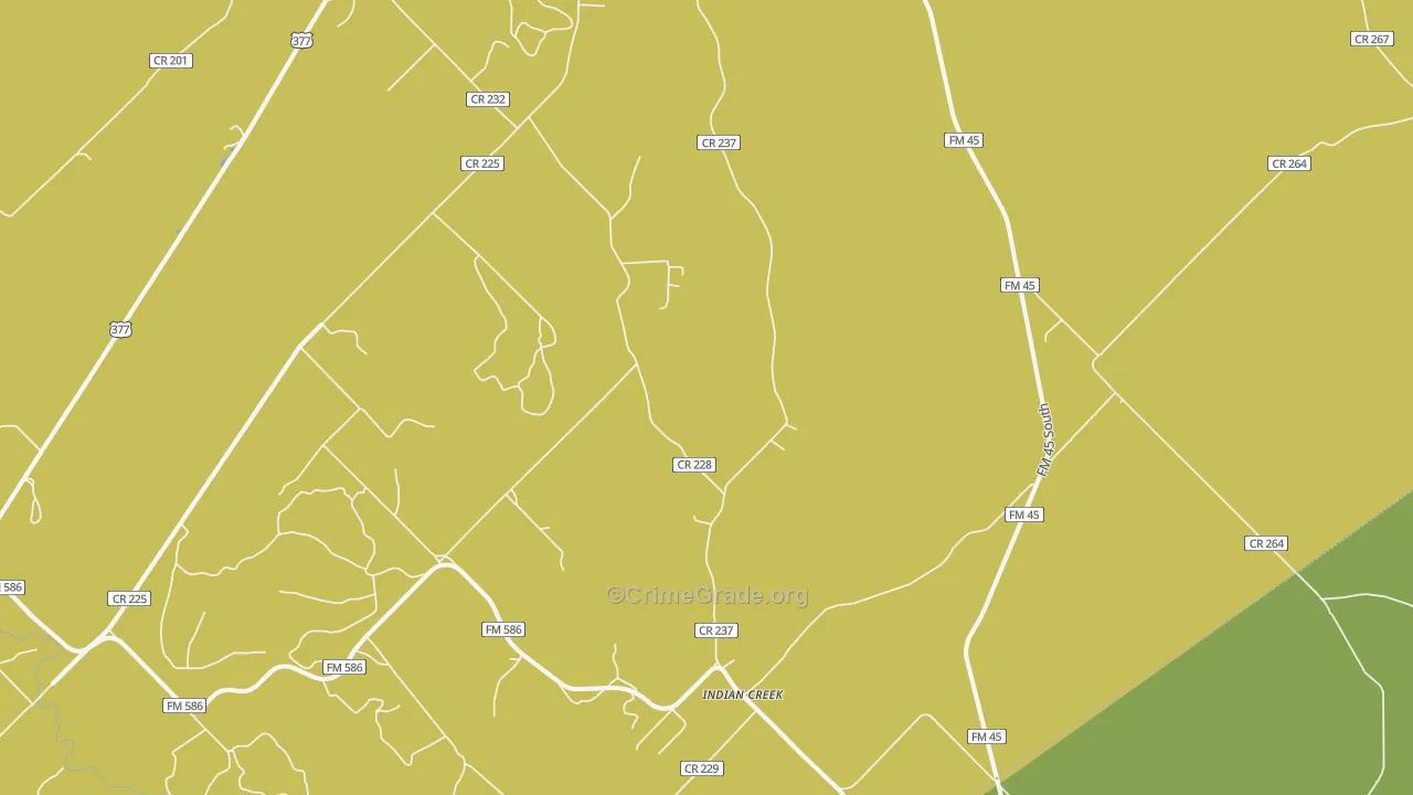 Indian Creek, TX Map of Vandalism Rates