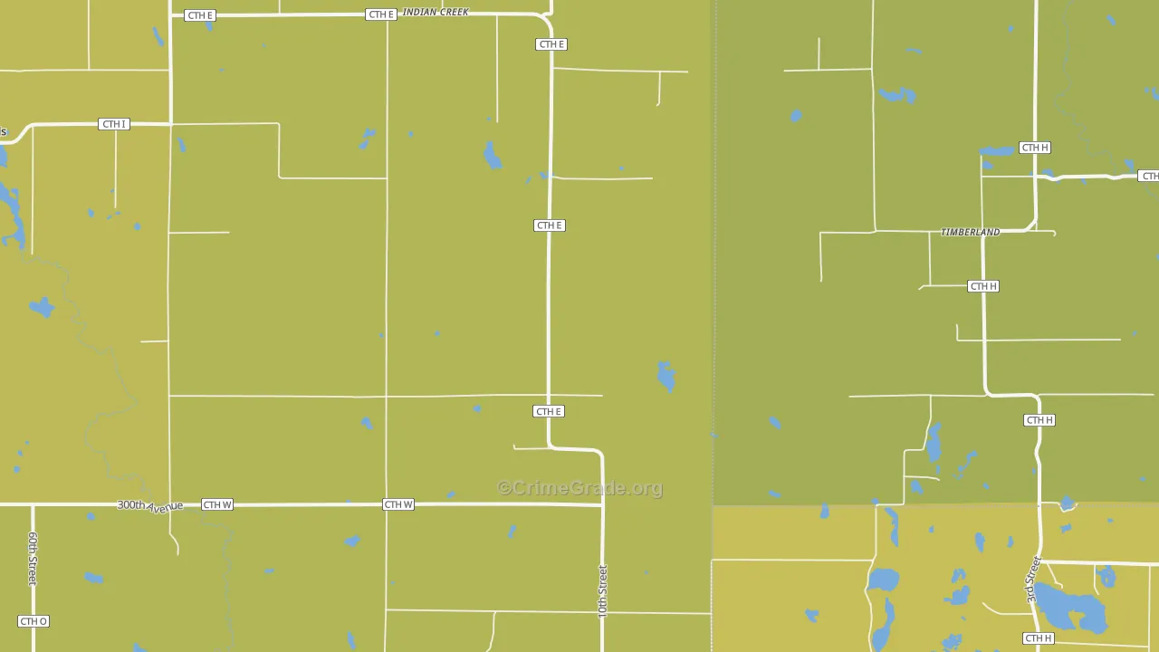 Indian Creek, WI Map of Vandalism Rates