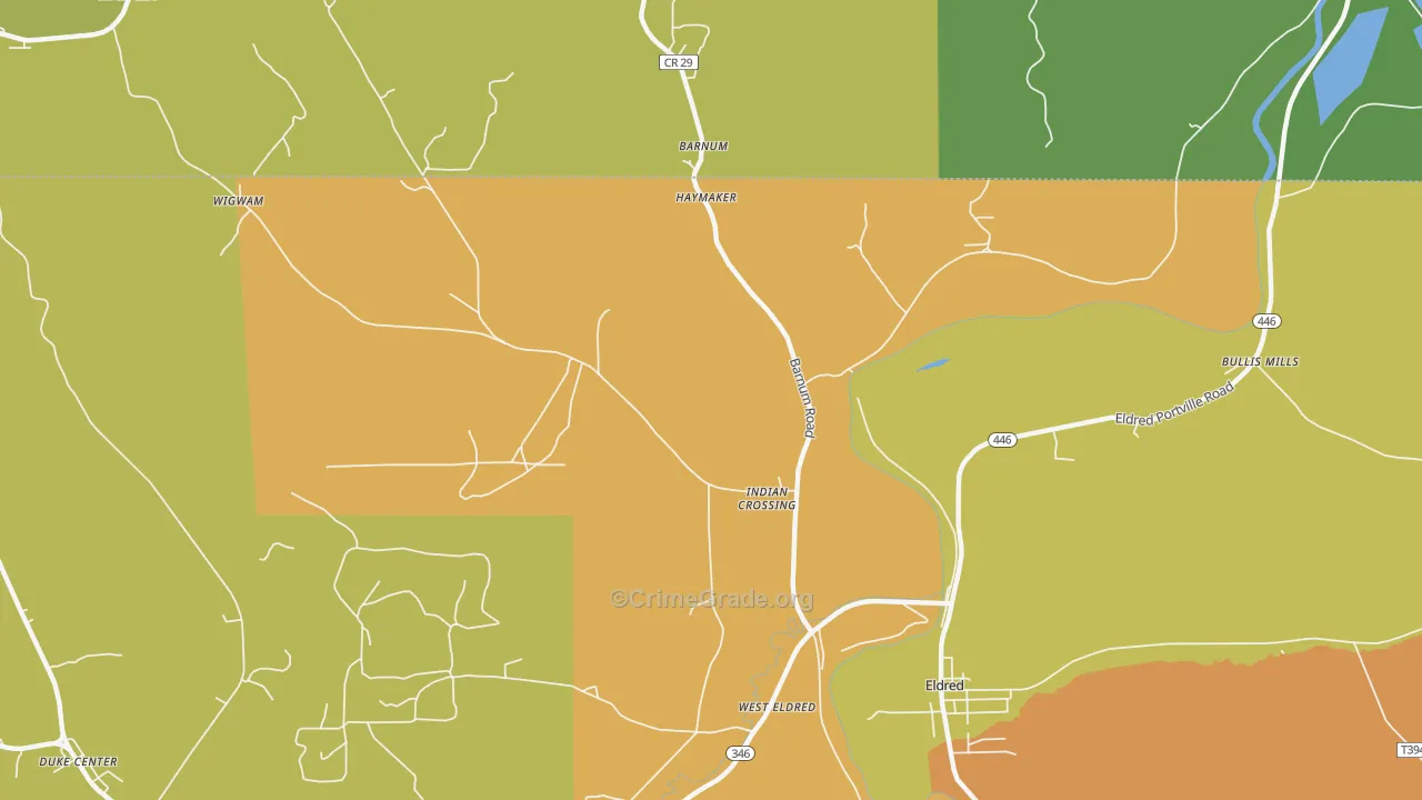 Indian Crossing, PA Map of Vandalism Rates