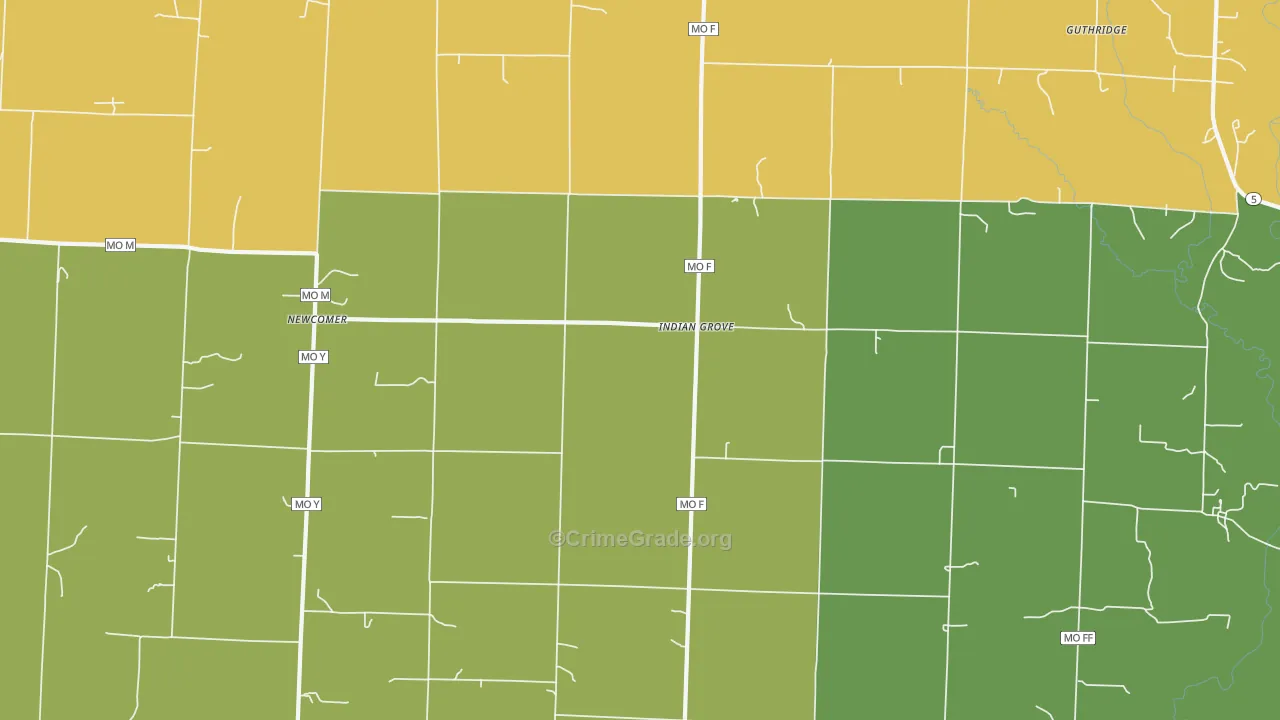 Indian Grove, MO Map of Vandalism Rates