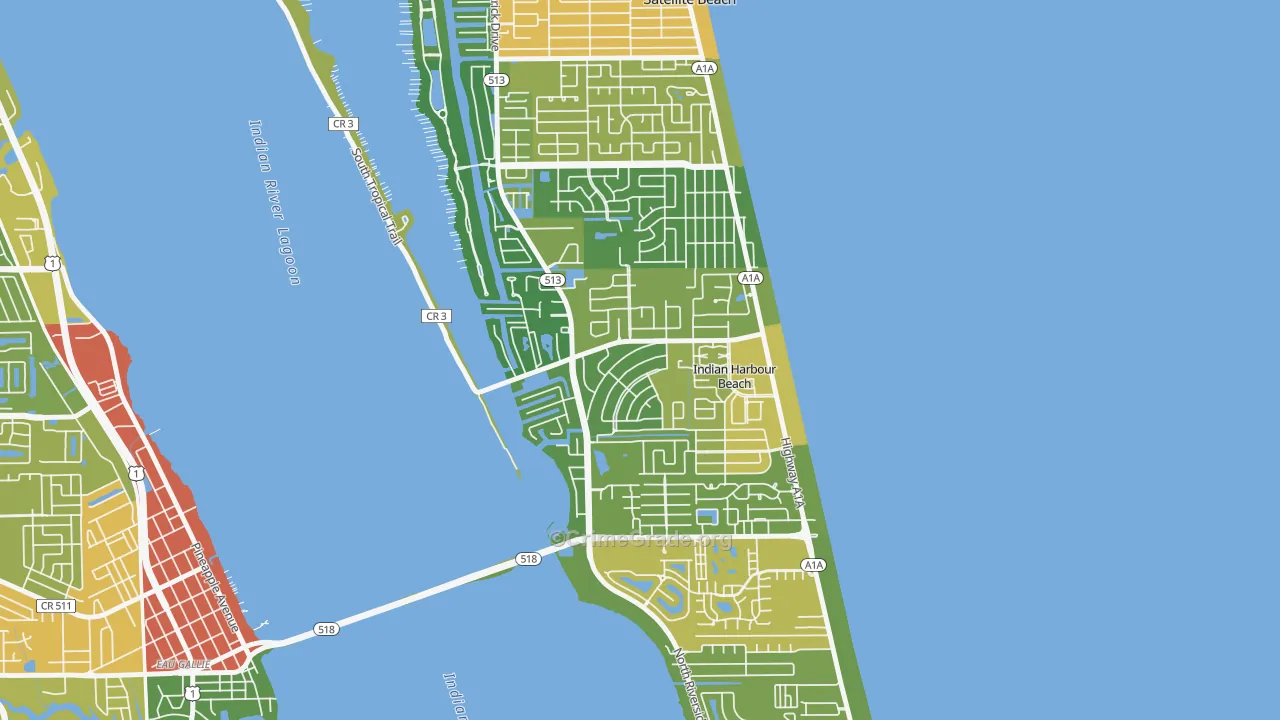 Indian Harbour Beach, FL Map of Vandalism Rates