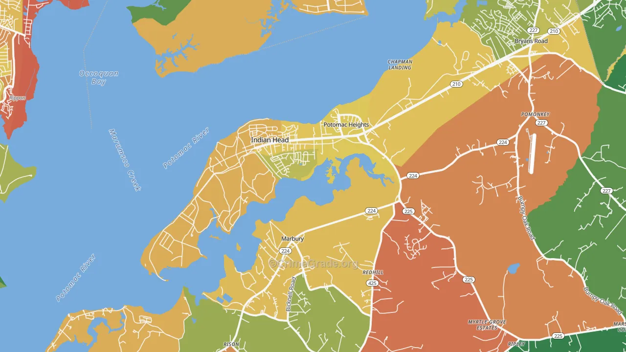 Indian Head, MD Map of Vandalism Rates
