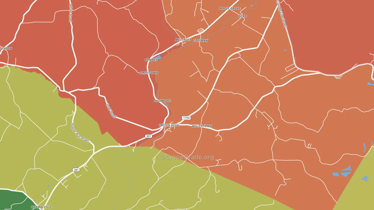 Indian Head, PA Map of Vandalism Rates