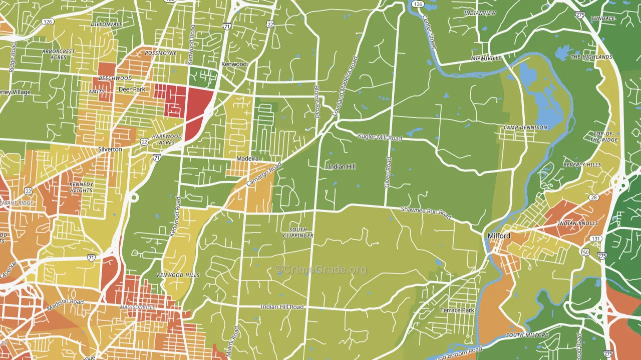Indian Hill, OH Map of Vandalism Rates