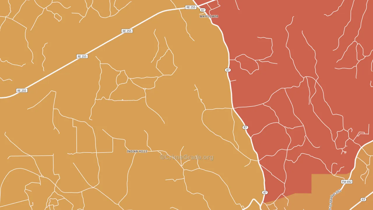 Indian Hill, TX Map of Vandalism Rates