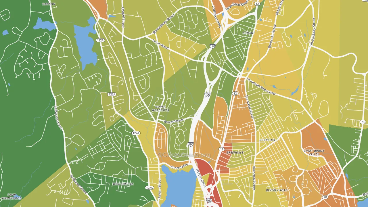 Indian Hill, Worcester, MA Map of Vandalism Rates