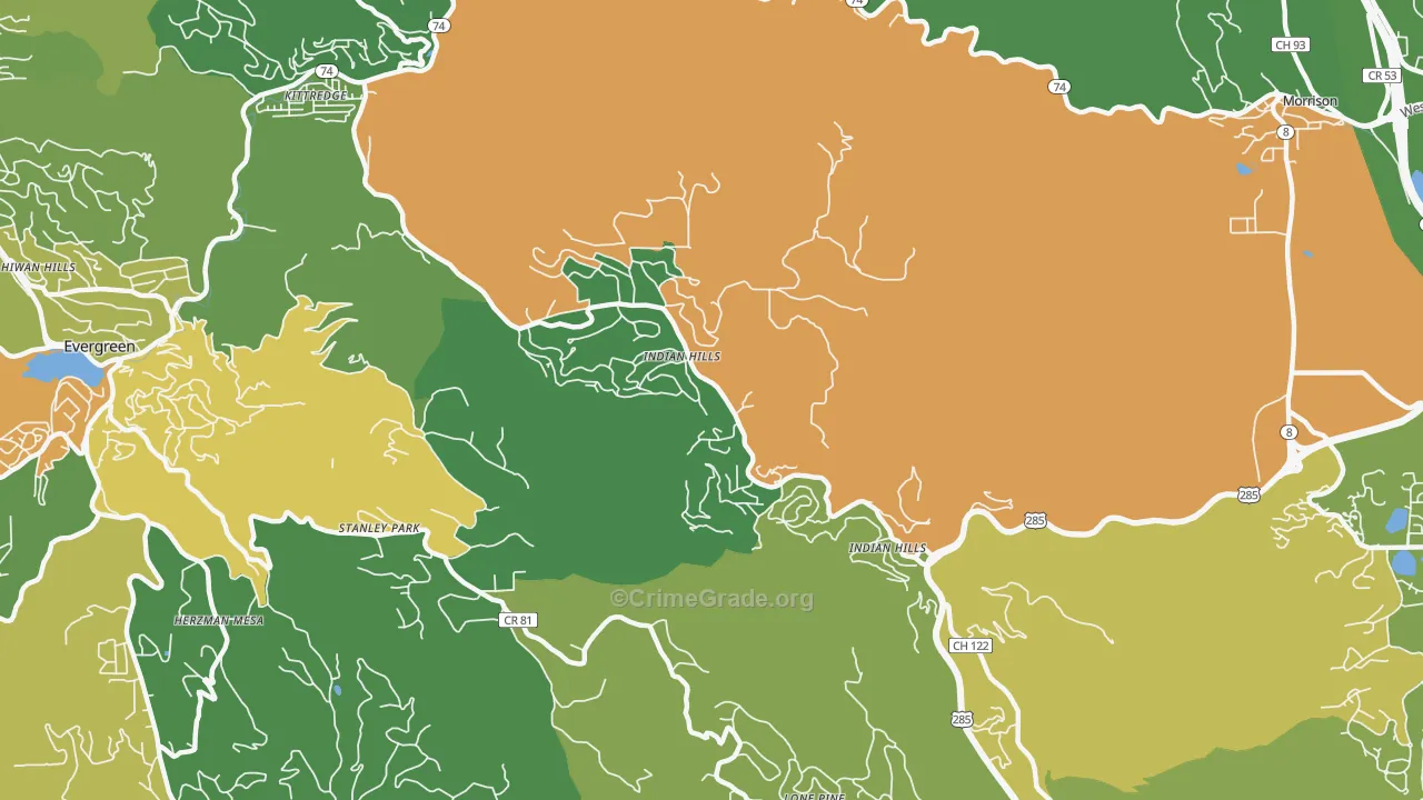 Indian Hills, CO Map of Vandalism Rates