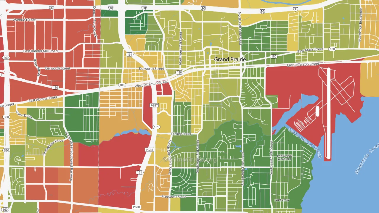 Indian Hills, Grand Prairie, TX Map of Vandalism Rates