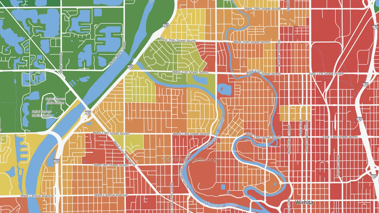Indian Hills Riverbend, Wichita, KS Map of Vandalism Rates