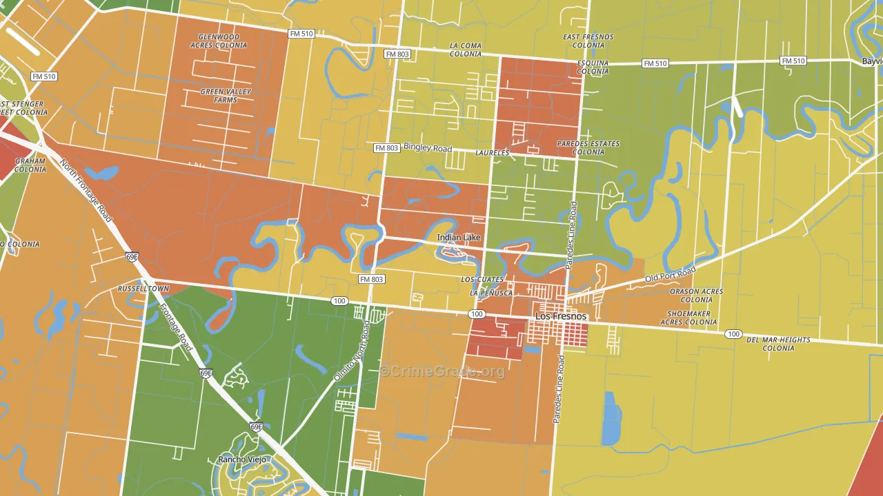 Indian Lake, TX Map of Vandalism Rates