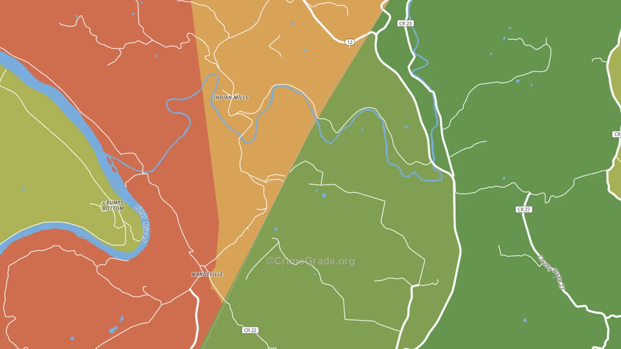 Indian Mills, WV Map of Vandalism Rates
