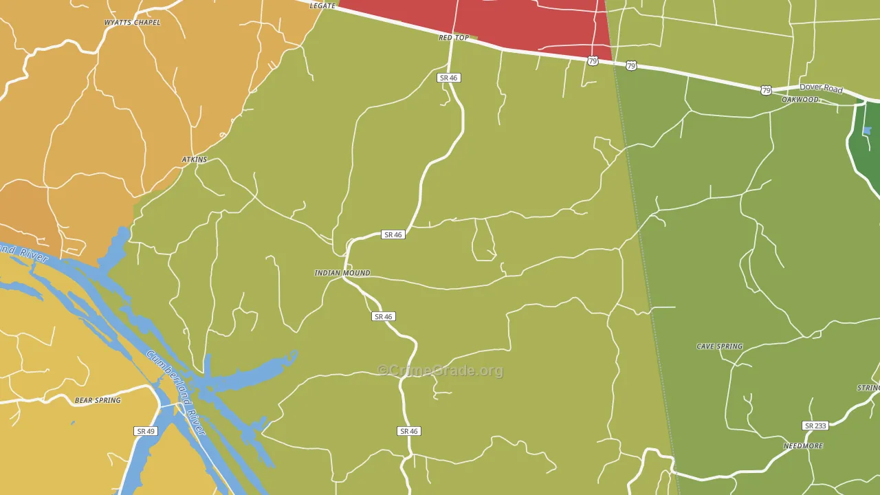 Indian Mound, TN Map of Vandalism Rates