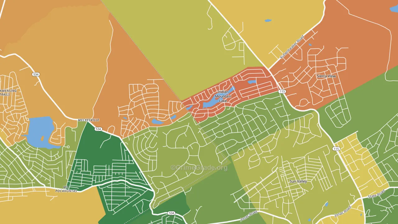 Indian Mountain Lake, PA Map of Vandalism Rates