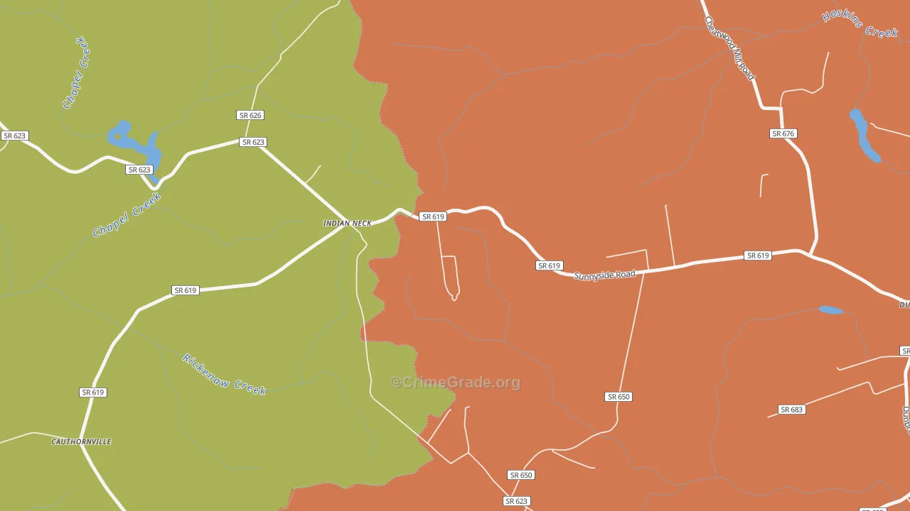 Indian Neck, VA Map of Vandalism Rates