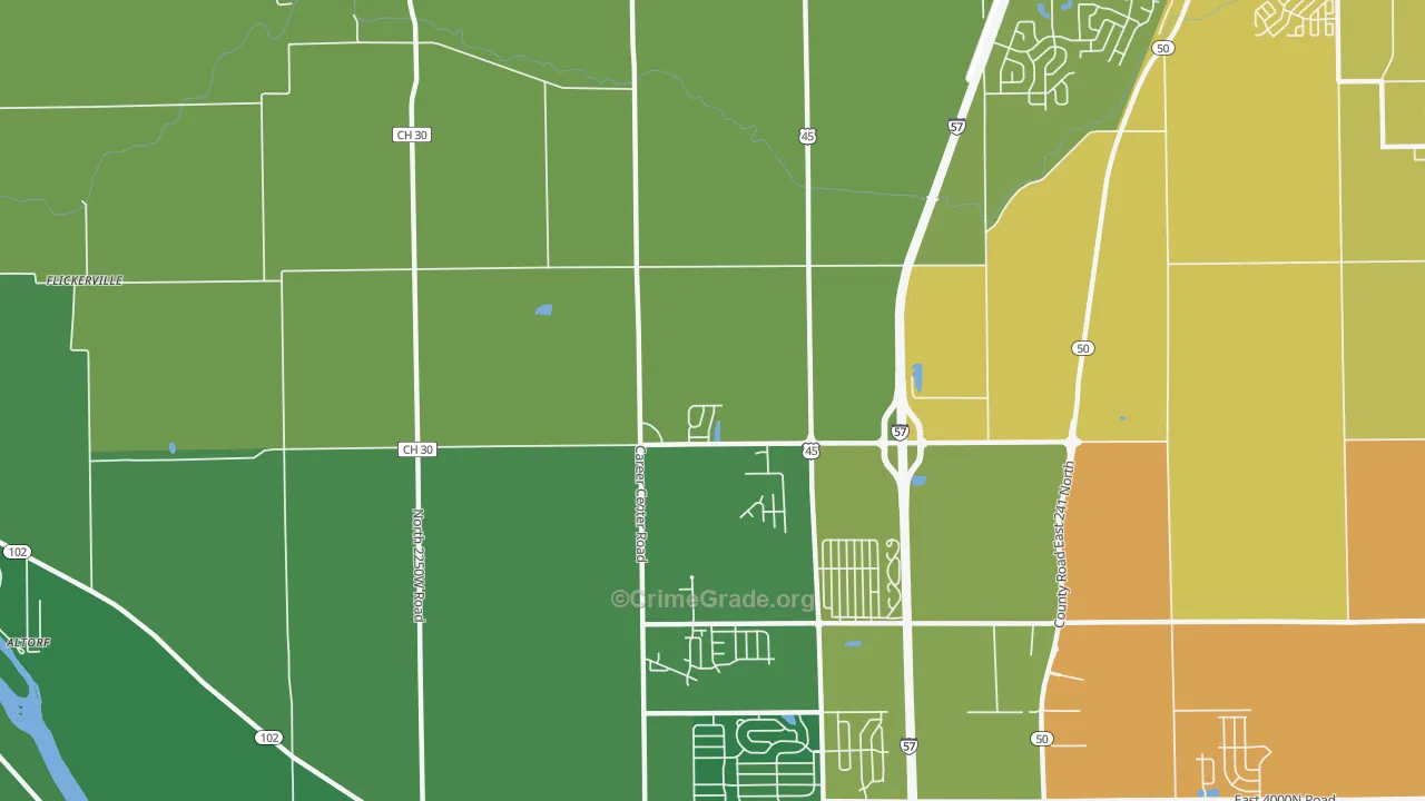 Indian Oaks, IL Map of Vandalism Rates