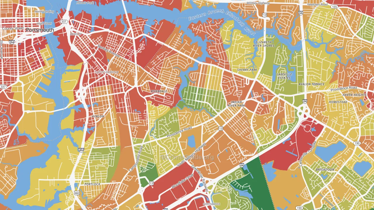 Indian River, Chesapeake, VA Map of Vandalism Rates