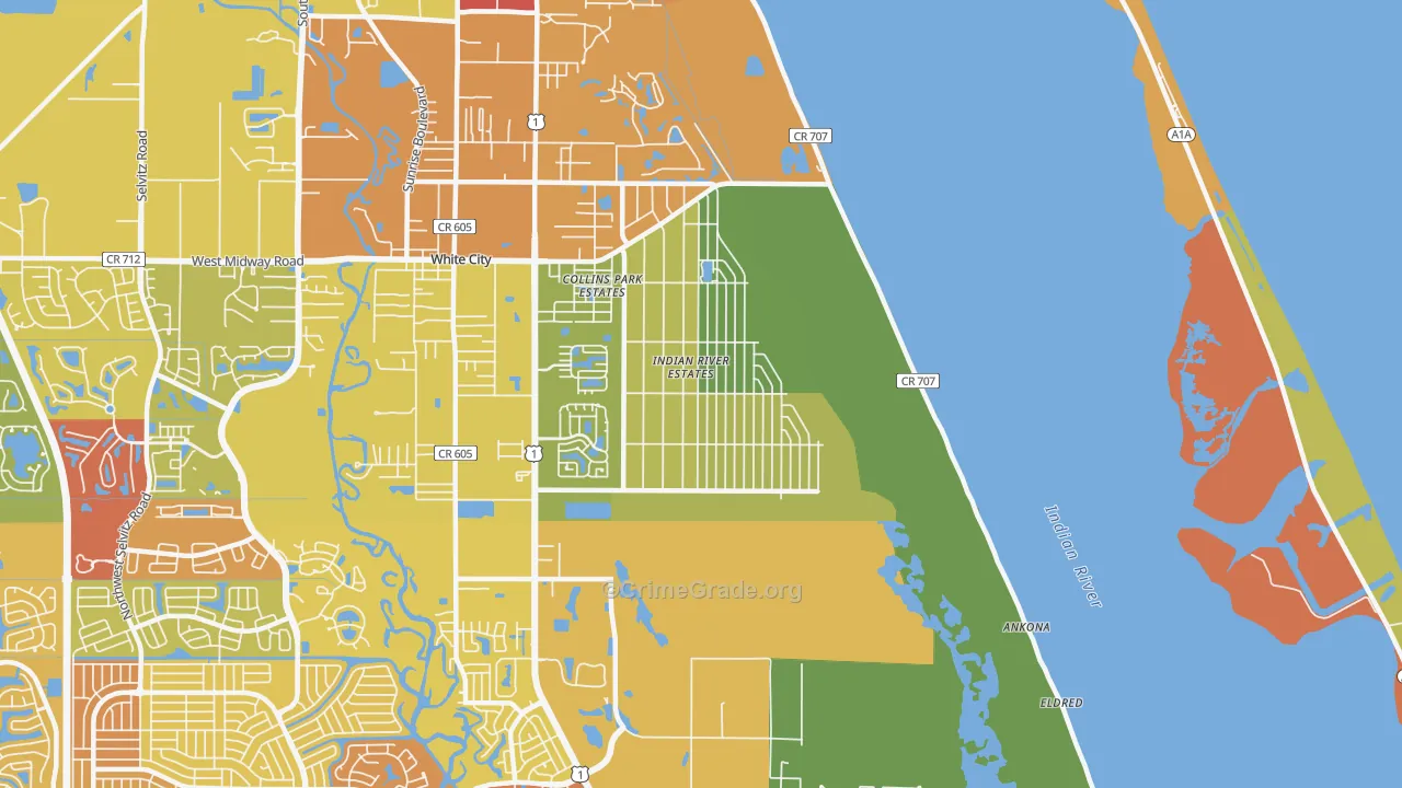 Indian River Estates, FL Map of Vandalism Rates