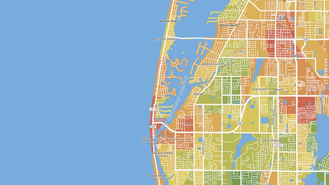 Indian Rocks Beach, FL Map of Vandalism Rates