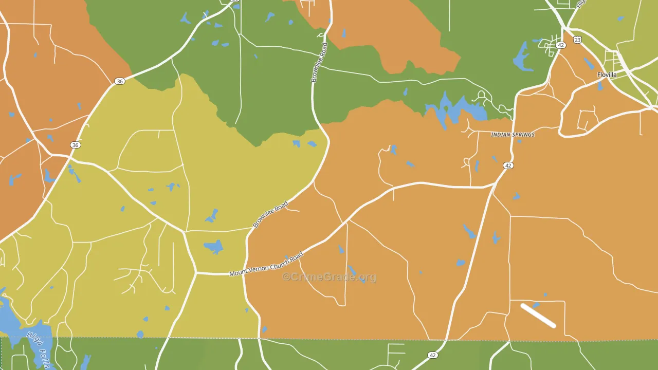 Indian Springs, GA Map of Vandalism Rates
