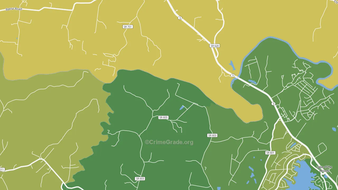 Indian Town, VA Map of Vandalism Rates