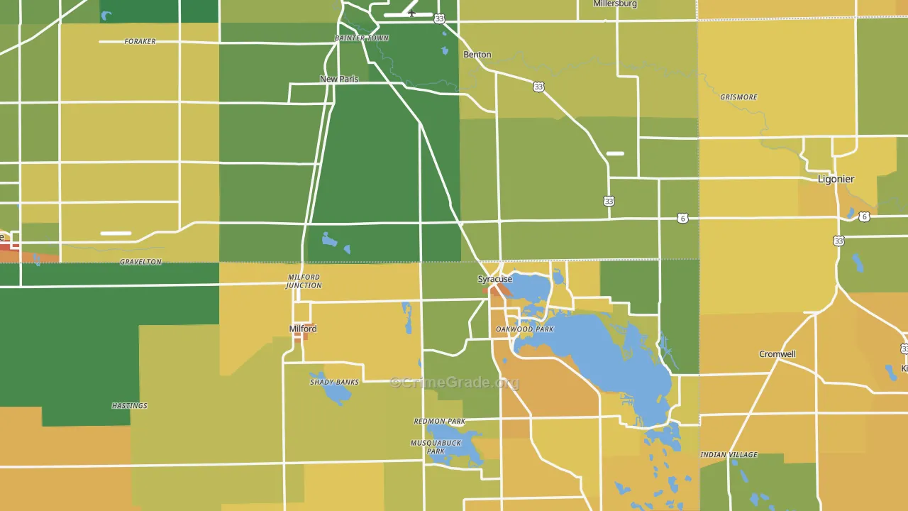 Indian Village, IN Map of Vandalism Rates