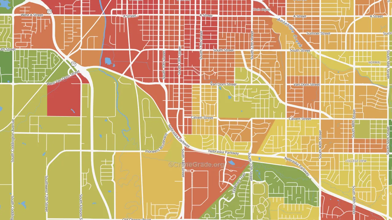 Indian Village, Lincoln, NE Map of Vandalism Rates