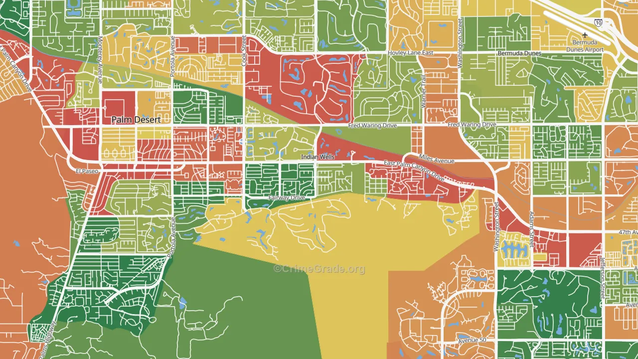 Indian Wells, CA Map of Vandalism Rates
