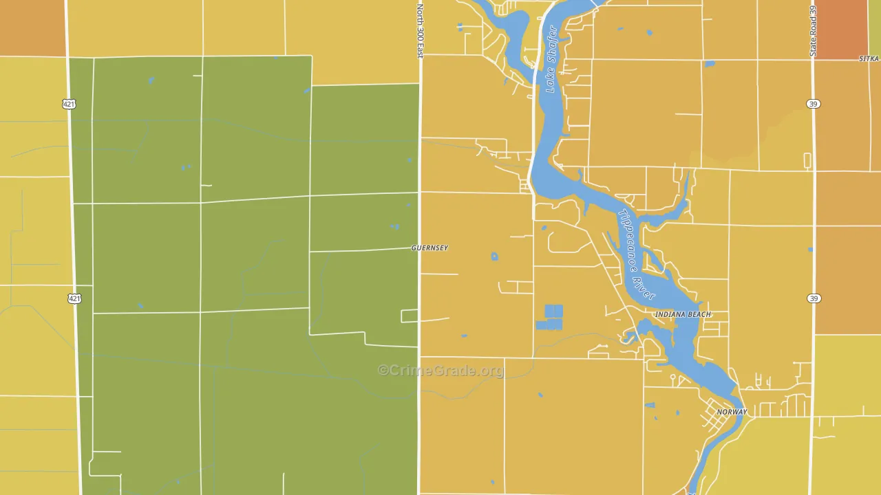 Indiana Beach, IN Map of Vandalism Rates