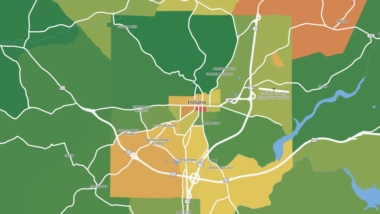 Indiana, PA Map of Vandalism Rates