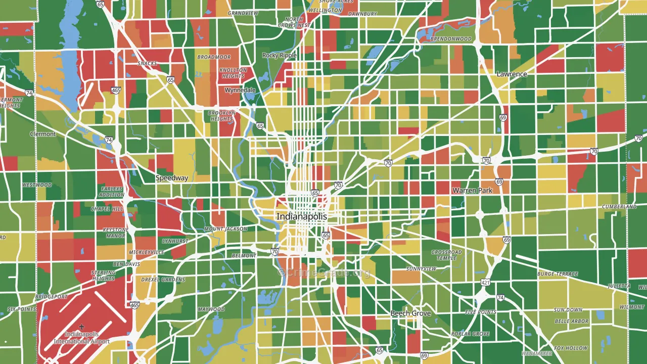 Indianapolis, IN Map of Vandalism Rates