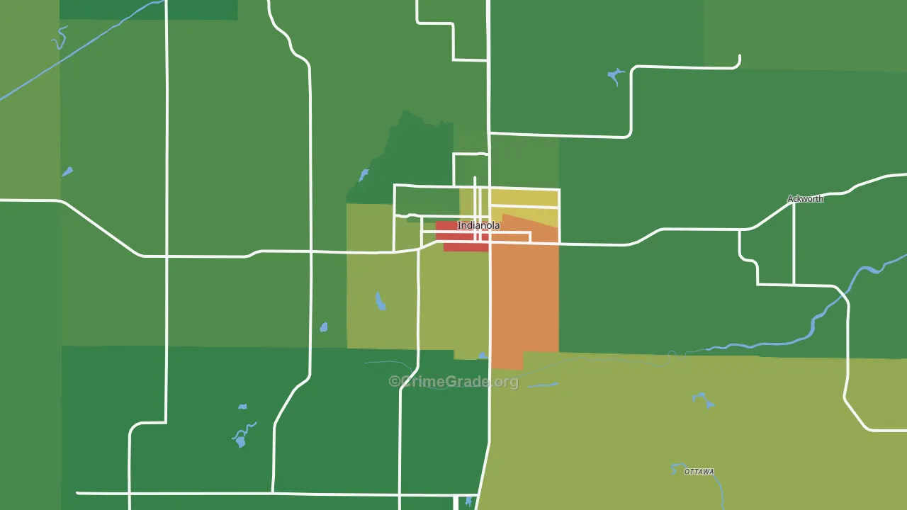 Indianola, IA Map of Vandalism Rates