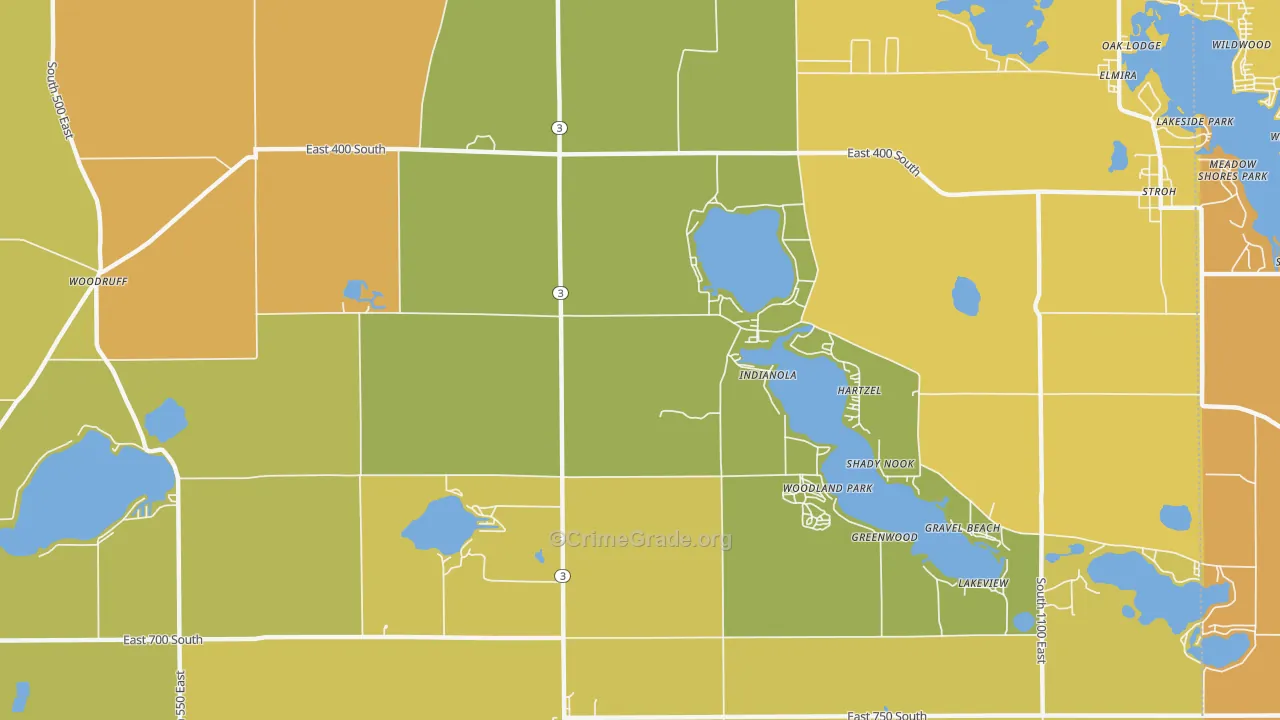 Indianola, IN Map of Vandalism Rates