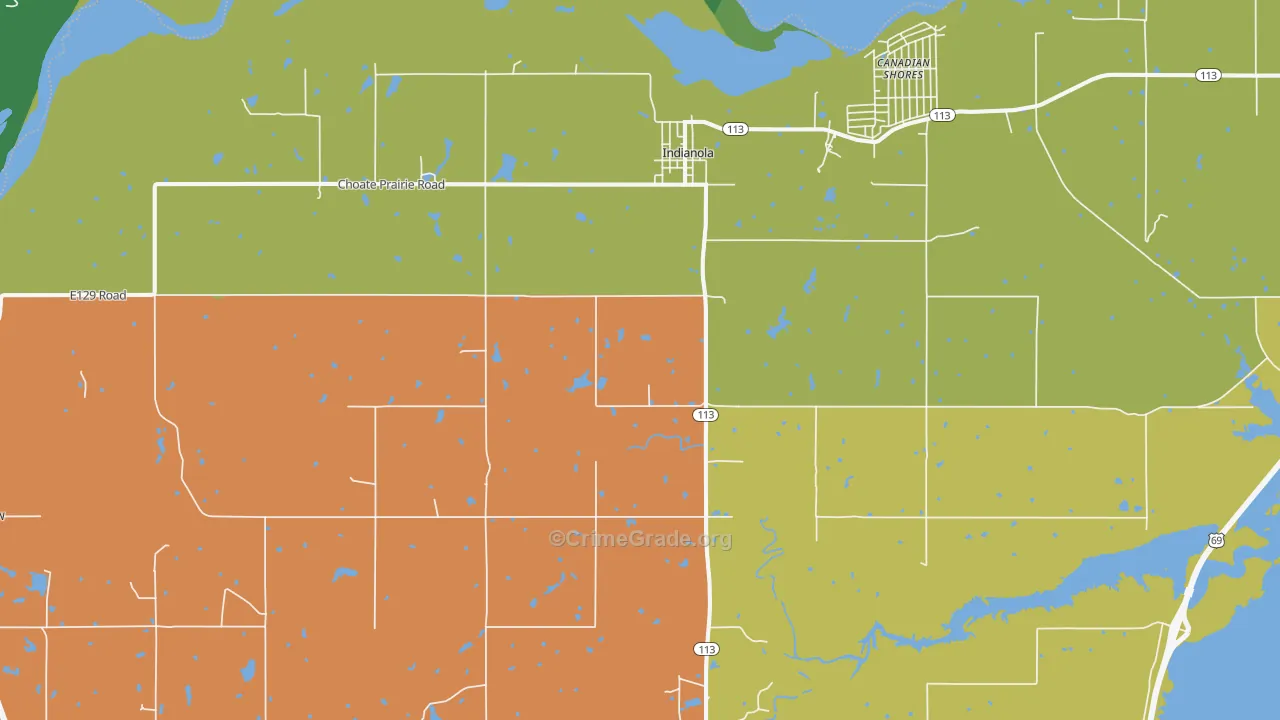 Indianola, OK Map of Vandalism Rates