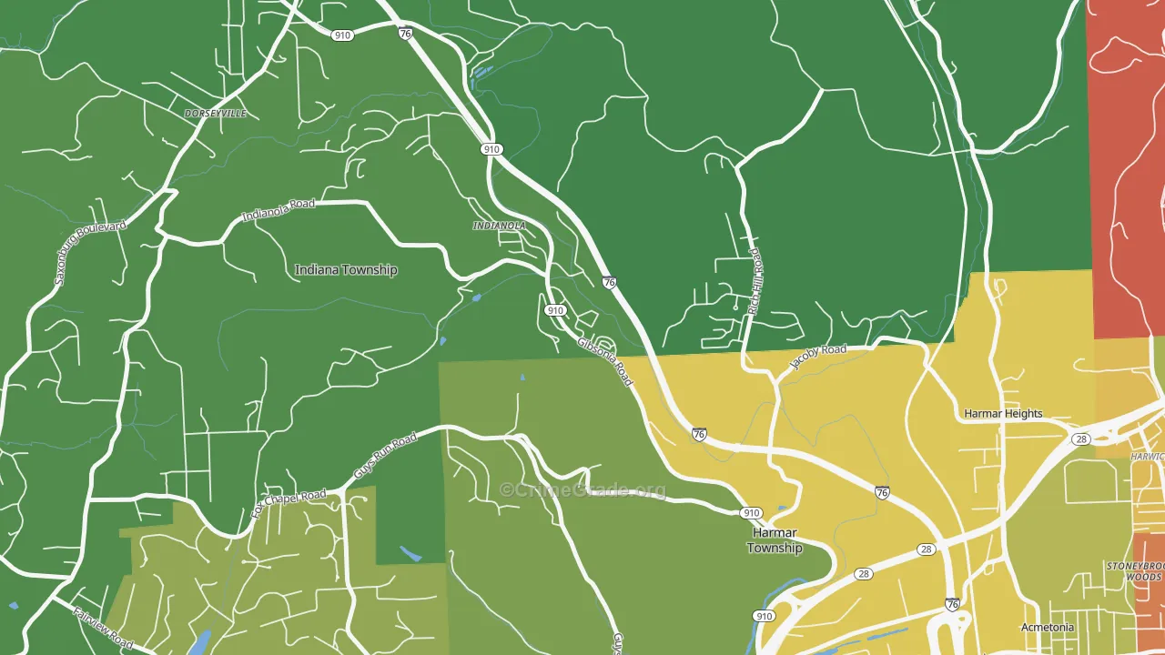 Indianola, PA Map of Vandalism Rates