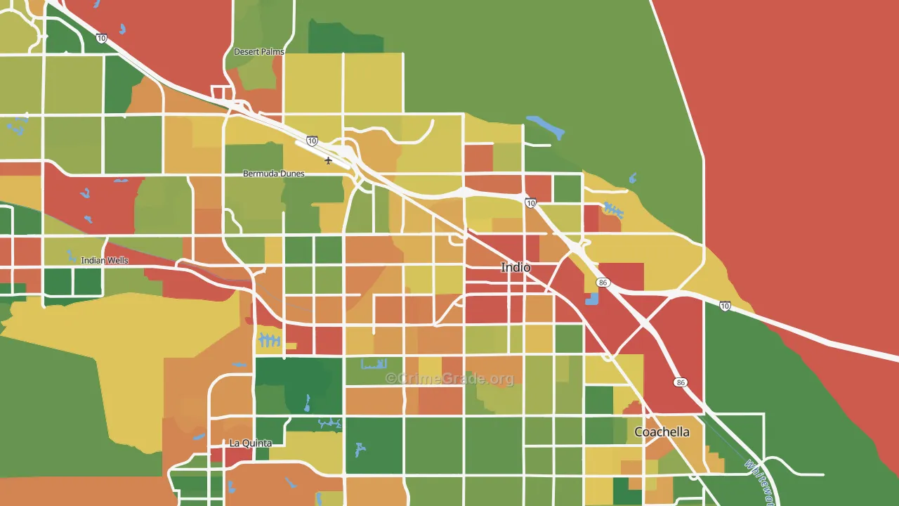 Indio, CA Map of Vandalism Rates