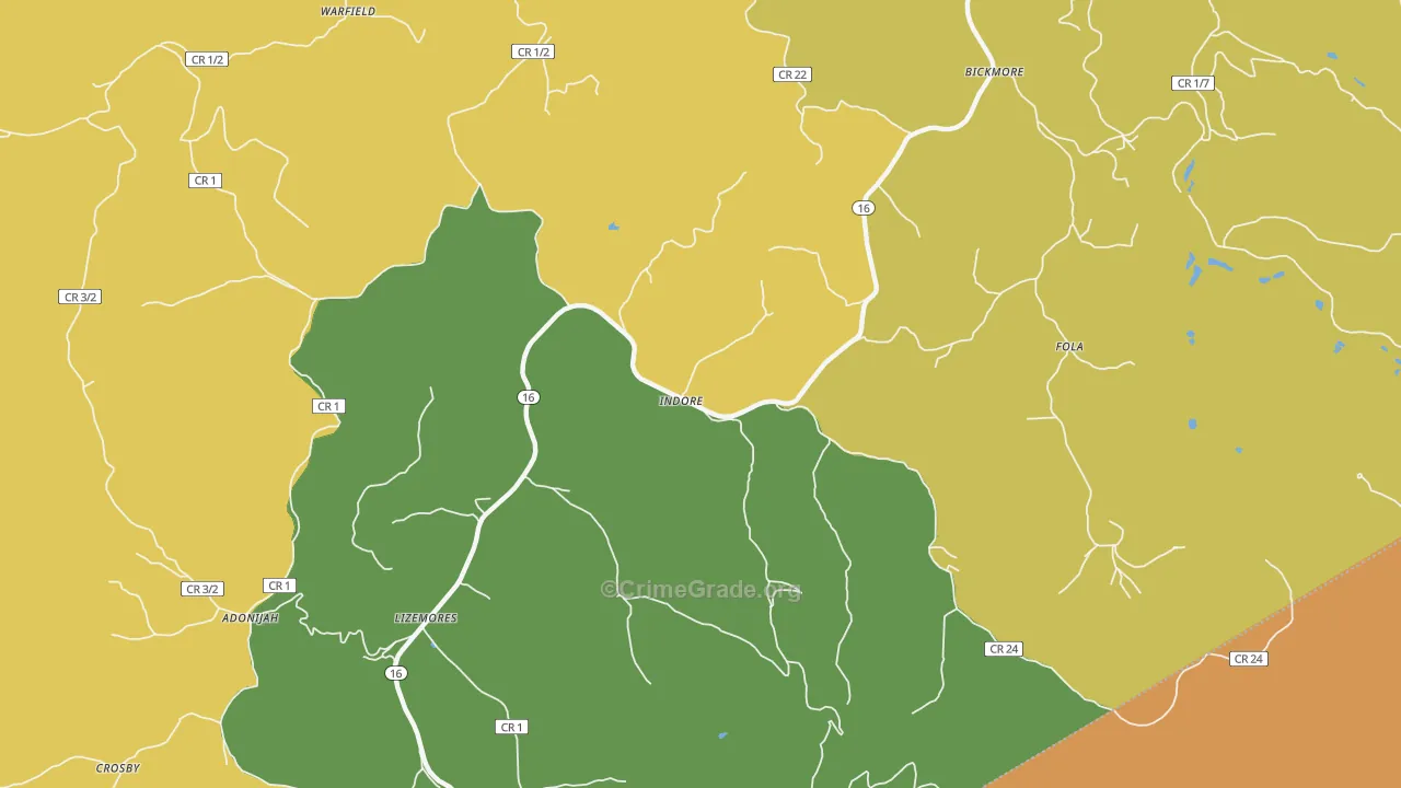 Indore, WV Map of Vandalism Rates