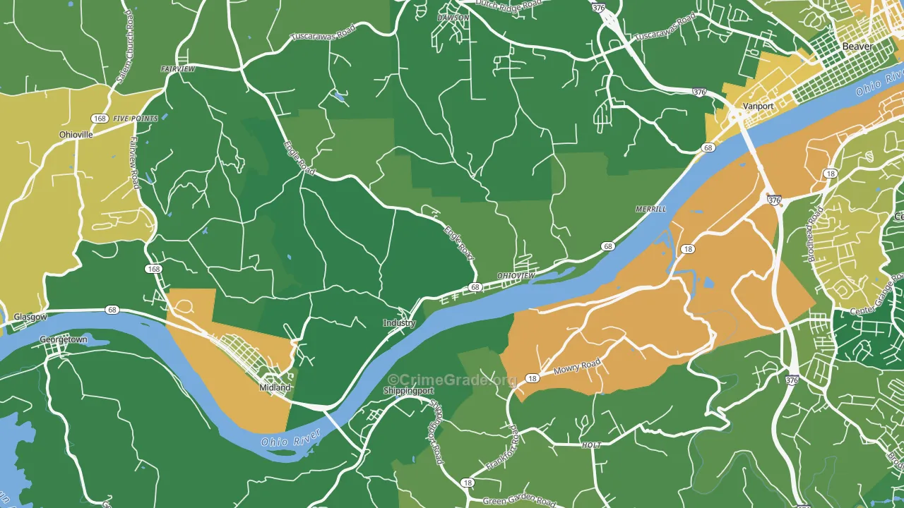 Industry, PA Map of Vandalism Rates