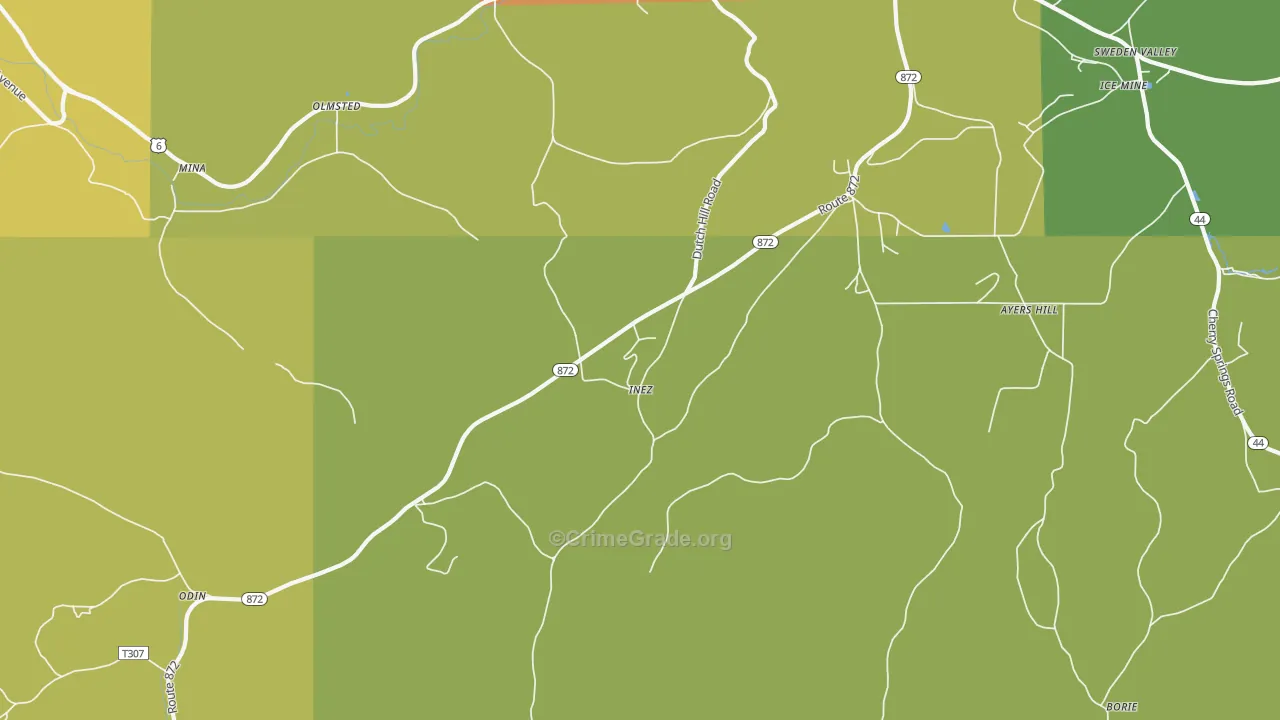 Inez, PA Map of Vandalism Rates