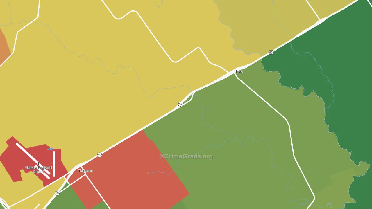 Inez, TX Map of Vandalism Rates