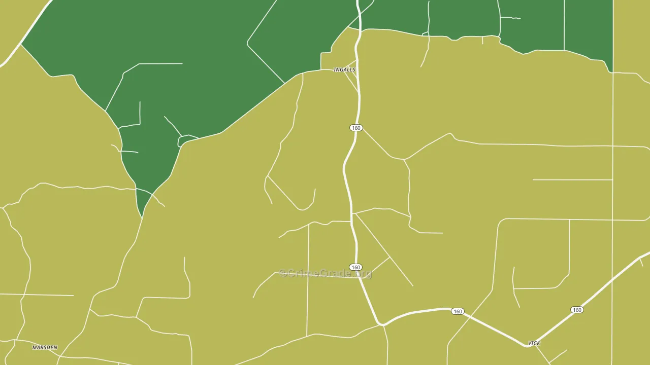 Ingalls, AR Map of Vandalism Rates