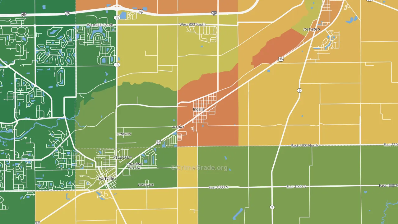 Ingalls, IN Map of Vandalism Rates