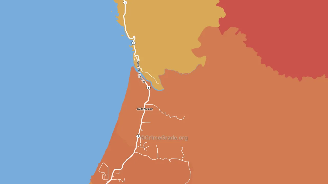 Inglenook, CA Map of Vandalism Rates