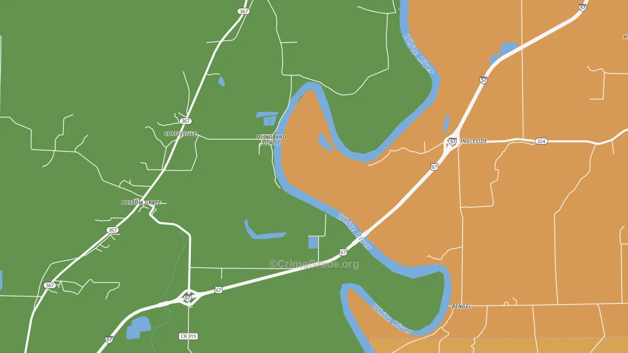 Ingleside, AR Map of Vandalism Rates