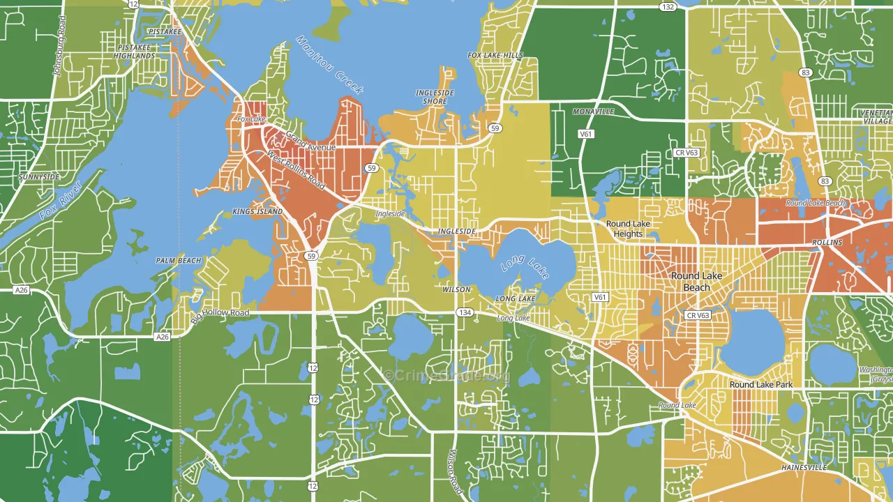 Ingleside, IL Map of Vandalism Rates