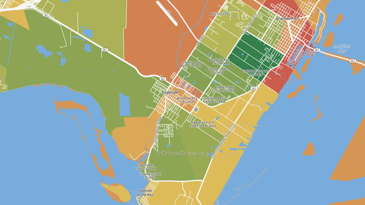 Ingleside, TX Map of Vandalism Rates
