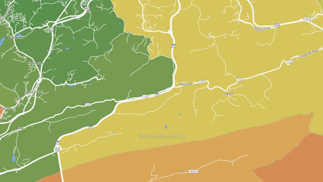 Ingleside, WV Map of Vandalism Rates
